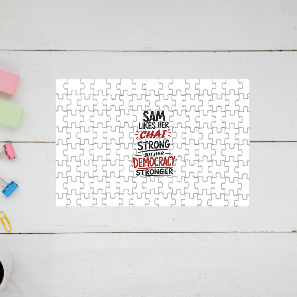 Jigsaw Puzzle | 120 Pieces A4 Size | Recycled Paper Semi-Glossy Finish | Fade-Proof Engaging Entertainment | Unisex | Personalized | Typography | Democracy | Strength | Self-purchase | Assertive - front - mockup 1