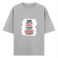 Oversized Standard T-Shirt | Unisex Relaxed Fit | 100% Super Combed Cotton | Soft, Breathable, Durable | Adult | Personalized | Typography | Democracy | Strength | Self-purchase | Assertive - front - Grey Melange - mockup 1
