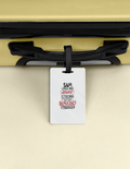 Luggage Tag | Travel Accessory | Acrylic | Durable, Double-Sided, Secure Strap | Unisex | Personalized | Typography | Democracy | Strength | Self-purchase | Assertive - back - White - mockup 2