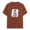 Male Classic Crew T-Shirt | Men's Regular Fit | 180 GSM Bio-Washed Cotton | Pre-Shrunk, Double-Stitched | Personalized | Typography | Democracy | Strength | Self-purchase | Assertive - front - Copper - mockup 1