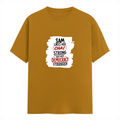 Male Classic Crew T-Shirt | Men's Regular Fit | 180 GSM Bio-Washed Cotton | Pre-Shrunk, Double-Stitched | Personalized | Typography | Democracy | Strength | Self-purchase | Assertive - front - Mustard Yellow - mockup 1