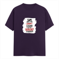 Male Classic Crew T-Shirt | Men's Regular Fit | 180 GSM Bio-Washed Cotton | Pre-Shrunk, Double-Stitched | Personalized | Typography | Democracy | Strength | Self-purchase | Assertive - front - Purple - mockup 1