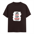 Female Classic Crew T-Shirt | Regular Fit | 180 GSM Bio-Washed Cotton Blend | Pre-Shrunk, Double-Stitched | Women | Personalized | Typography | Democracy | Strength | Self-purchase | Assertive - front - Coffee Brown - mockup 1