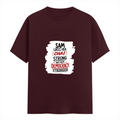 Female Classic Crew T-Shirt | Regular Fit | 180 GSM Bio-Washed Cotton Blend | Pre-Shrunk, Double-Stitched | Women | Personalized | Typography | Democracy | Strength | Self-purchase | Assertive - front - Maroon - mockup 1