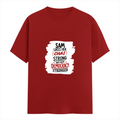 Female Classic Crew T-Shirt | Regular Fit | 180 GSM Bio-Washed Cotton Blend | Pre-Shrunk, Double-Stitched | Women | Personalized | Typography | Democracy | Strength | Self-purchase | Assertive - front - Red - mockup 1