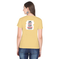 Female Classic Crew T-Shirt | Regular Fit | 180 GSM Bio-Washed Cotton Blend | Pre-Shrunk, Double-Stitched | Women | Personalized | Typography | Democracy | Strength | Self-purchase | Assertive - back - Beige - mockup 2