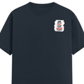 Female Classic Crew T-Shirt | Regular Fit | 180 GSM Bio-Washed Cotton Blend | Pre-Shrunk, Double-Stitched | Women | Personalized | Typography | Democracy | Strength | Self-purchase | Assertive - left pocket - Navy Blue - mockup 3
