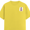 Female Classic Crew T-Shirt | Regular Fit | 180 GSM Bio-Washed Cotton Blend | Pre-Shrunk, Double-Stitched | Women | Personalized | Typography | Democracy | Strength | Self-purchase | Assertive - left pocket - New Yellow - mockup 3