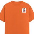 Female Classic Crew T-Shirt | Regular Fit | 180 GSM Bio-Washed Cotton Blend | Pre-Shrunk, Double-Stitched | Women | Personalized | Typography | Democracy | Strength | Self-purchase | Assertive - left pocket - Orange - mockup 3