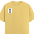 Female Classic Crew T-Shirt | Regular Fit | 180 GSM Bio-Washed Cotton Blend | Pre-Shrunk, Double-Stitched | Women | Personalized | Typography | Democracy | Strength | Self-purchase | Assertive - right pocket - Yellow - mockup 4