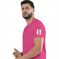Female Classic Crew T-Shirt | Regular Fit | 180 GSM Bio-Washed Cotton Blend | Pre-Shrunk, Double-Stitched | Women | Personalized | Typography | Democracy | Strength | Self-purchase | Assertive - left sleeve - Pink - mockup 5