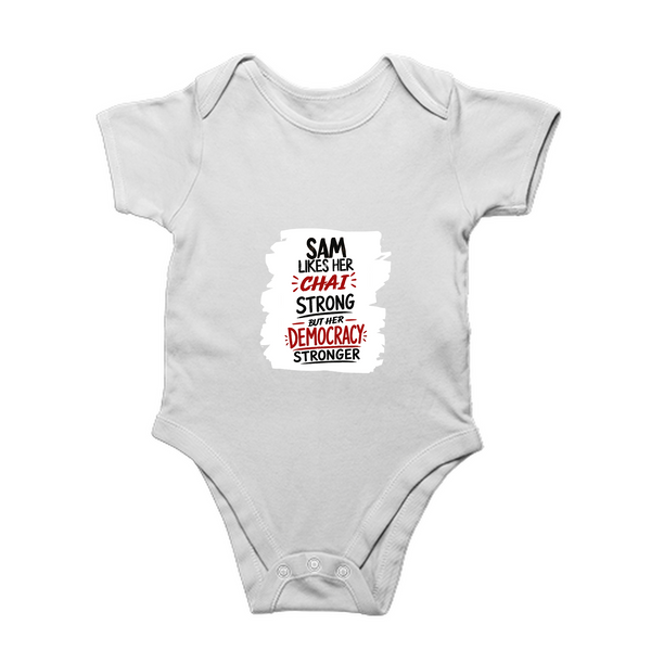 Baby Romper | 0-12 Months | 180 GSM Bio-Washed Cotton | Double-Stitched, Pre-Shrunk | Unisex | Personalized | Typography | Democracy | Strength | Self-purchase | Assertive