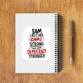 A5 Notepad | 120 Pages, Ruled/Unruled | 70 GSM Natural Shade Paper, 300 GSM Cover | Wire Bound | Everyday Use | Personalized | Typography | Democracy | Strength | Self-purchase | Assertive - back - White - mockup 2