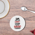Coasters | 3mm MDF Board | Super Glossy Finish, Durable | Unisex | Personalized | Typography | Democracy | Strength | Self-purchase | Assertive - front - White - mockup 1