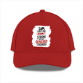 Sports Cap | Universal Fit | Lightweight Breathable Fabric | Perforated Airflow | Unisex Adult | Personalized | Typography | Democracy | Strength | Self-purchase | Assertive - front - Red - mockup 1