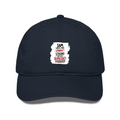 Classic Baseball Cap | Universal Fit | Drill Cotton | Breathable Sun Protection | Unisex | Personalized | Typography | Democracy | Strength | Self-purchase | Assertive - front - Navy Blue - mockup 1