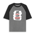 Unisex Oversized Raglan T-Shirt | Relaxed Fit | 180 GSM Bio-Washed Cotton | Two-Tone Style | Pre-Shrunk Comfort | Personalized | Typography | Democracy | Strength | Self-purchase | Assertive - front - mockup 1