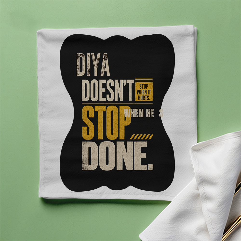 Cloth Napkin | Standard Dining Size | 100% Polyester | Soft, Durable, Hemmed | Unisex | Personalized | Typography | Self-improvement | Perseverance | Everyday | Empowering | Strong Until The End - front - White - mockup 1