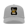 Baseball Ottoman Cap | Universal Fit | Ottoman Fabric | Adjustable Strap, Structured Design | Unisex Adult | Personalized | Typography | Self-improvement | Perseverance | Everyday | Empowering | Strong Until The End - front - Grey - mockup 1