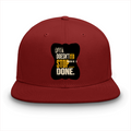 Classic Snapback Cap | Adjustable Fit | Heavy Cotton | Structured Panels | Flat Brim | Unisex Adult | Personalized | Typography | Self-improvement | Perseverance | Everyday | Empowering | Strong Until The End - front - Red - mockup 1