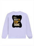 Oversized Sweatshirt | Relaxed Fit Unisex | 90% Cotton 10% Polyester 400 GSM | Pre-Shrunk Drop Shoulder | Unisex | Personalized | Typography | Self-improvement | Perseverance | Everyday | Empowering | Strong Until The End - back - Lavender - mockup 2