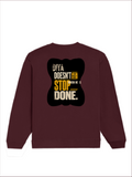 Oversized Sweatshirt | Relaxed Fit Unisex | 90% Cotton 10% Polyester 400 GSM | Pre-Shrunk Drop Shoulder | Unisex | Personalized | Typography | Self-improvement | Perseverance | Everyday | Empowering | Strong Until The End - back - Maroon - mockup 2