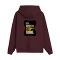 Oversized Hoodie | Relaxed Fit Unisex | 400 GSM Cotton Blend | Pre-Shrunk Warmth & Comfort | Adults | Personalized | Typography | Self-improvement | Perseverance | Everyday | Empowering | Strong Until The End - back - Maroon - mockup 2