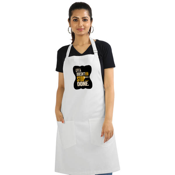 Apron | One Size Adjustable Fit | Cotton Drill Fabric | Two Pockets, Double-Stitched | Unisex Adults | Personalized | Typography | Self-improvement | Perseverance | Everyday | Empowering | Strong Until The End