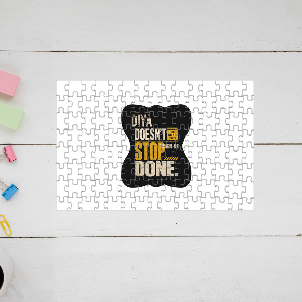Jigsaw Puzzle | 120 Pieces A4 Size | Recycled Paper Semi-Glossy Finish | Fade-Proof Engaging Entertainment | Unisex | Personalized | Typography | Self-improvement | Perseverance | Everyday | Empowering | Strong Until The End - front - mockup 1