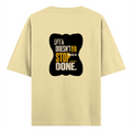 Oversized Standard T-Shirt | Unisex Relaxed Fit | 100% Super Combed Cotton | Soft, Breathable, Durable | Adult | Personalized | Typography | Self-improvement | Perseverance | Everyday | Empowering | Strong Until The End - back - Beige - mockup 2
