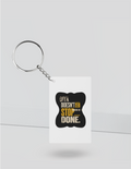 Keychain | Rectangle Square Slim | Durable Acrylic | Fade-Proof Glossy Finish | Unisex | Personalized | Typography | Self-improvement | Perseverance | Everyday | Empowering | Strong Until The End - front_Rectangle - Rectangle - White - mockup 3