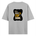 Oversized Classic T-Shirt | Unisex Relaxed Fit | 100% Super-Combed Cotton | Pre-Shrunk, Double-Stitched | Adults | Personalized | Typography | Self-improvement | Perseverance | Everyday | Empowering | Strong Until The End - back - Grey Melange - mockup 2