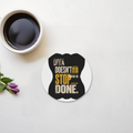 Acrylic Coaster | Square & Round Shapes | Durable Acrylic | Glossy Finish Surface Protection | Unisex | Personalized | Typography | Self-improvement | Perseverance | Everyday | Empowering | Strong Until The End - front - Circle - White - mockup 1