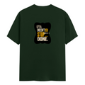 Male Classic Crew T-Shirt | Men's Regular Fit | 180 GSM Bio-Washed Cotton | Pre-Shrunk, Double-Stitched | Personalized | Typography | Self-improvement | Perseverance | Everyday | Empowering | Strong Until The End - back - Bottle Green - mockup 2