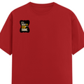 Male Classic Crew T-Shirt | Men's Regular Fit | 180 GSM Bio-Washed Cotton | Pre-Shrunk, Double-Stitched | Personalized | Typography | Self-improvement | Perseverance | Everyday | Empowering | Strong Until The End - right pocket - Red - mockup 4