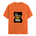Female Classic Crew T-Shirt | Regular Fit | 180 GSM Bio-Washed Cotton Blend | Pre-Shrunk, Double-Stitched | Women | Personalized | Typography | Self-improvement | Perseverance | Everyday | Empowering | Strong Until The End - front - Orange - mockup 1
