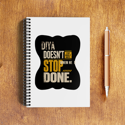 A5 Notepad | 120 Pages, Ruled/Unruled | 70 GSM Natural Shade Paper, 300 GSM Cover | Wire Bound | Everyday Use | Personalized | Typography | Self-improvement | Perseverance | Everyday | Empowering | Strong Until The End - front - White - mockup 1