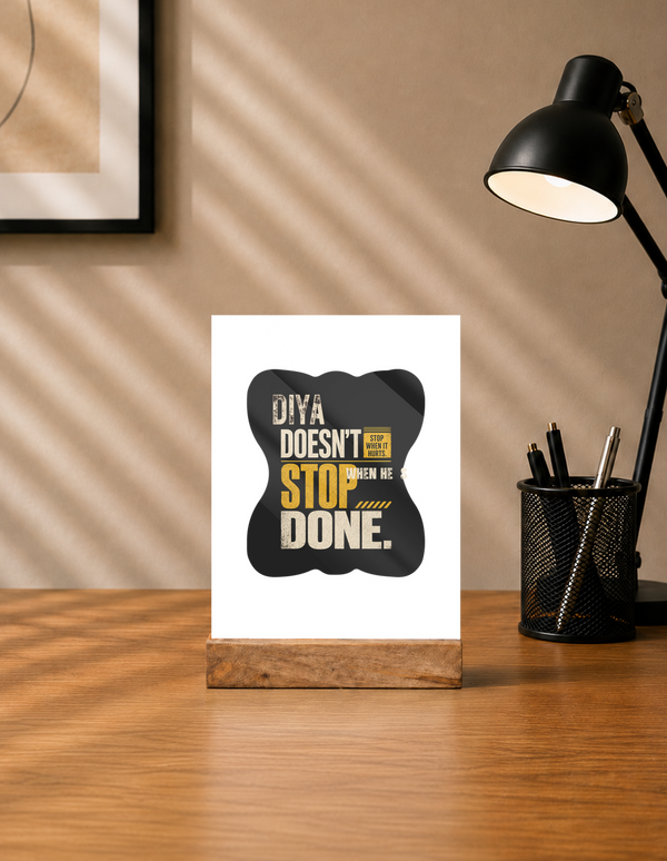 Acrylic Photo Frame with Stand | 5x7 Inch | Acrylic & Wood | UV Printed Tabletop Display | Universal | Personalized | Typography | Self-improvement | Perseverance | Everyday | Empowering | Strong Until The End
