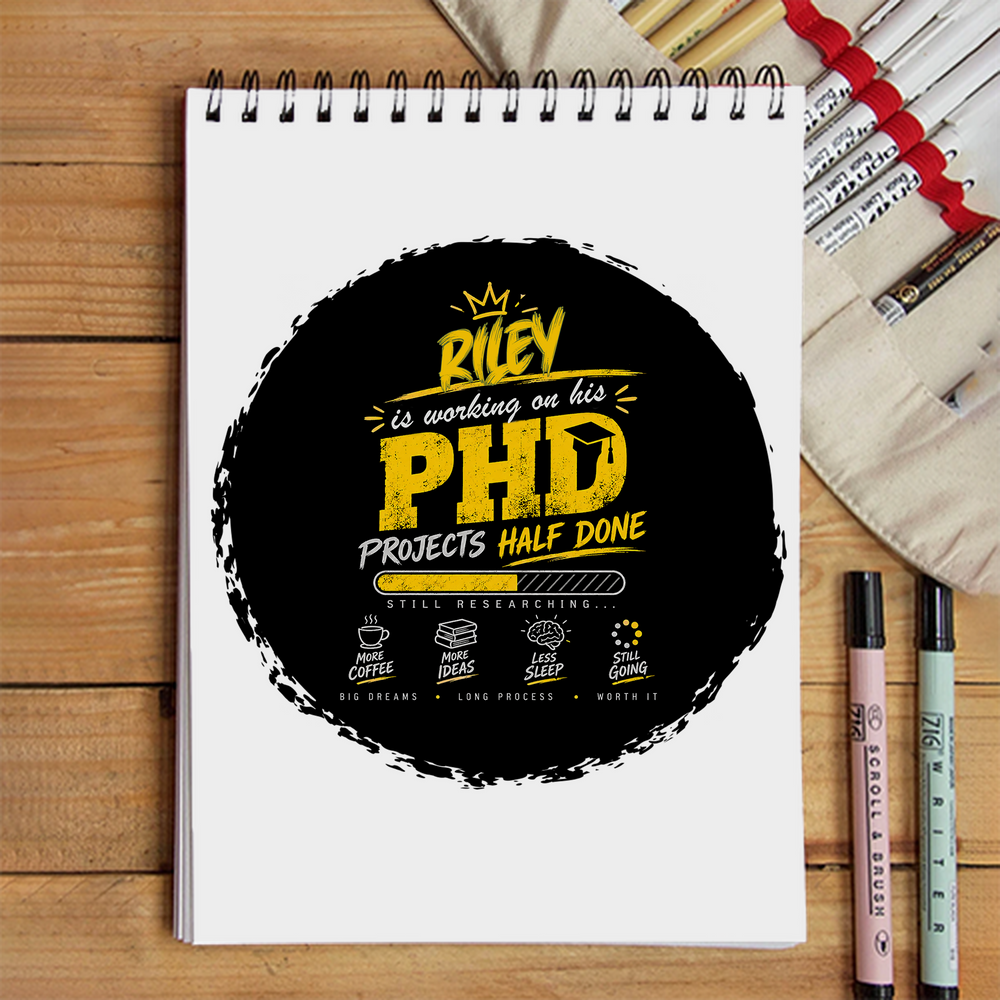 Sketchbook | A5 Size | 140 GSM Paper | Spiral Bound | Unisex | Personalized | Typography | Academia | Education | Graduation | Humorous - front - White - mockup 1