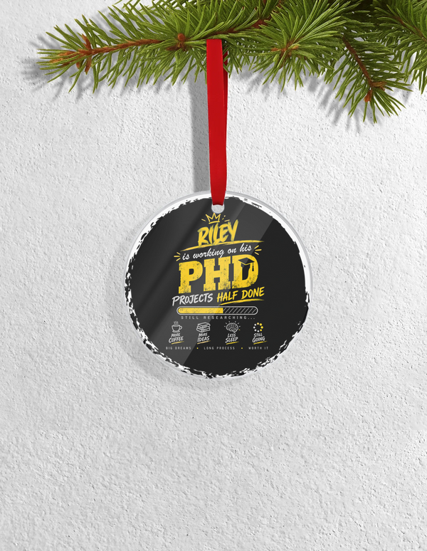 Christmas Ornaments | 3x3 Inch Home Decor | Acrylic | Waterproof, Fade-Proof, Ready to Hang | Unisex | Personalized | Typography | Academia | Education | Graduation | Humorous