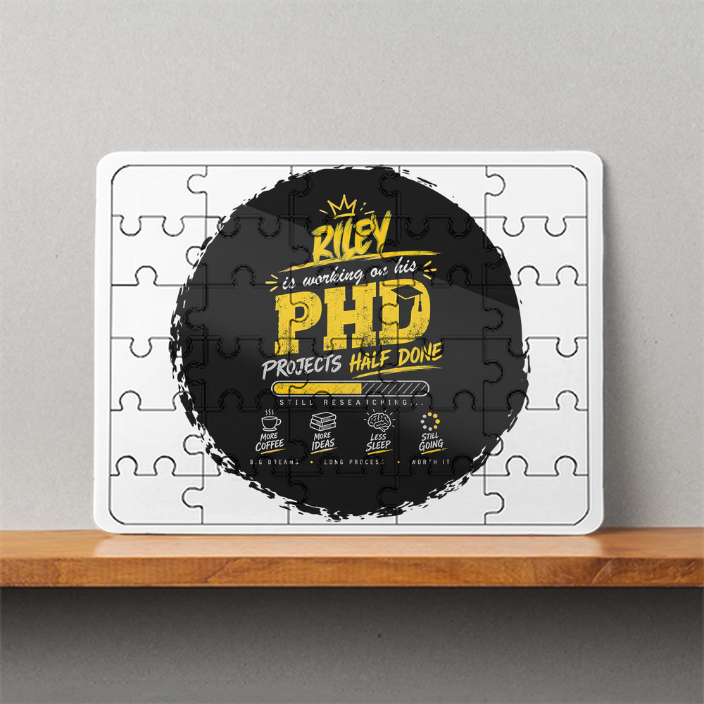 MDF Wooden Puzzle | 6x8 Inch 30 Pieces | Glossy Finish | Durable, Waterproof | Kids & Adults | Personalized | Typography | Academia | Education | Graduation | Humorous - front - White - mockup 1