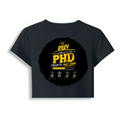 Female Baby Tee | Cropped Fit | Cotton Spandex Blend | Stretchy & Breathable | Women | Personalized | Typography | Academia | Education | Graduation | Humorous - back - Navy Blue - mockup 2