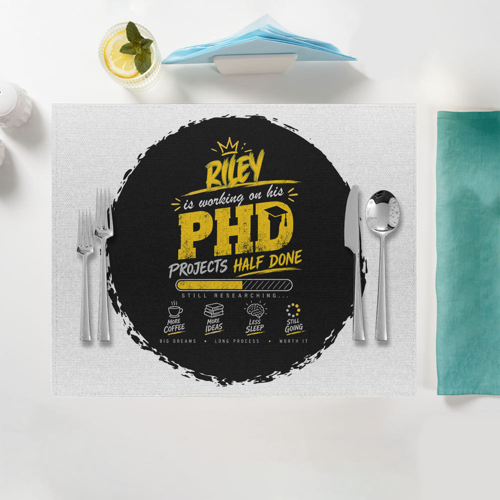 Placemat | Standard Dining | 100% Polyester | Durable, Fade-Proof, Soft | Unisex | Personalized | Typography | Academia | Education | Graduation | Humorous - front - White - mockup 1