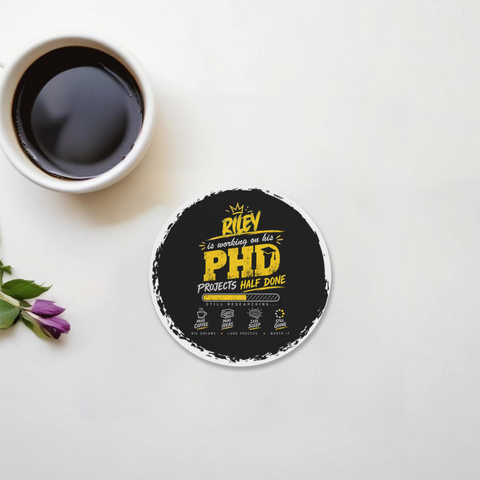 Acrylic Coaster | Square & Round Shapes | Durable Acrylic | Glossy Finish Surface Protection | Unisex | Personalized | Typography | Academia | Education | Graduation | Humorous - front - Circle - White - mockup 1