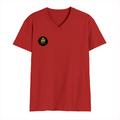 Men's V-Neck T-Shirt | Regular Fit | 180 GSM Bio-Washed Cotton | Durable Double-Stitched Seams | Everyday Wear | Personalized | Typography | Academia | Education | Graduation | Humorous - right pocket - Red - mockup 4