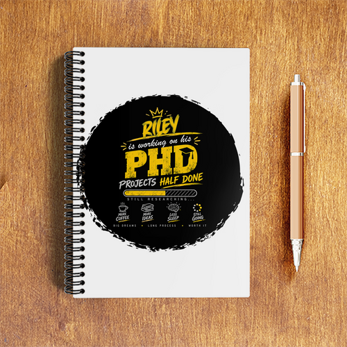A5 Notepad | 120 Pages, Ruled/Unruled | 70 GSM Natural Shade Paper, 300 GSM Cover | Wire Bound | Everyday Use | Personalized | Typography | Academia | Education | Graduation | Humorous - front - White - mockup 1