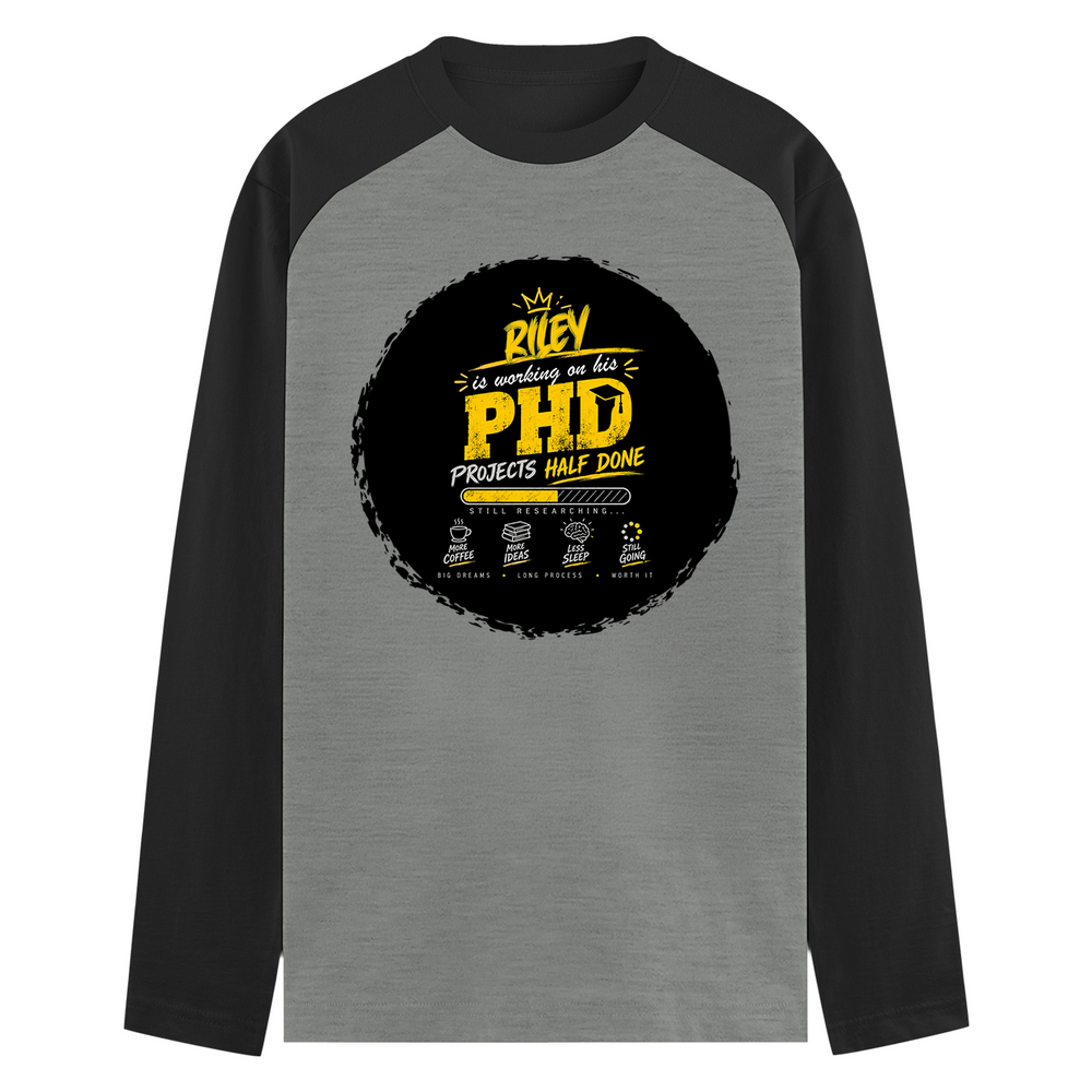 Male Raglan T-Shirt | Men's Regular Fit | 180 GSM Bio-Washed Fabric | Double Stitched, Ribbed Neck | Personalized | Typography | Academia | Education | Graduation | Humorous - front - mockup 1