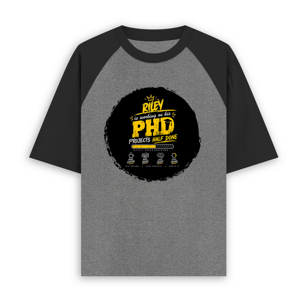 Unisex Oversized Raglan T-Shirt | Relaxed Fit | 180 GSM Bio-Washed Cotton | Two-Tone Style | Pre-Shrunk Comfort | Personalized | Typography | Academia | Education | Graduation | Humorous - front - mockup 1