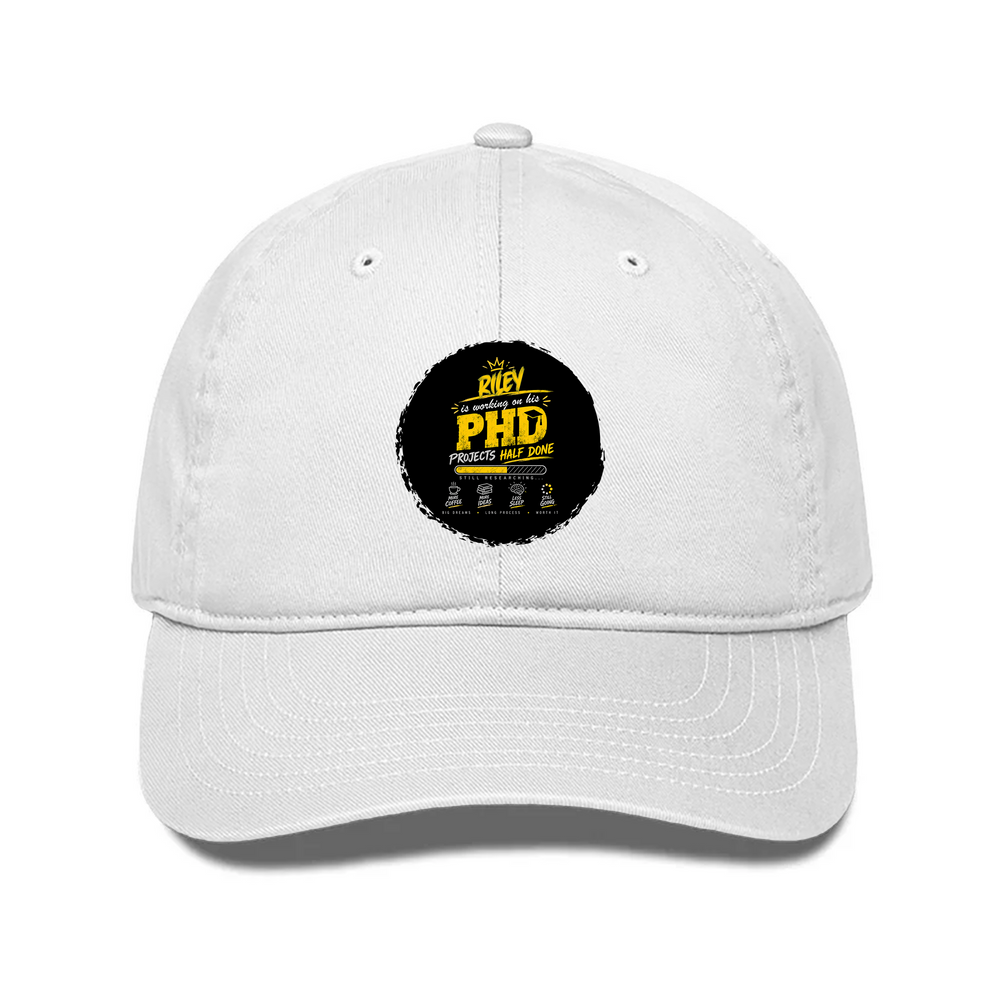Classic Baseball Cap | Universal Fit | Drill Cotton | Breathable Sun Protection | Unisex | Personalized | Typography | Academia | Education | Graduation | Humorous - front - White - mockup 1