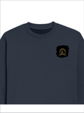 Oversized Sweatshirt | Relaxed Fit Unisex | 90% Cotton 10% Polyester 400 GSM | Pre-Shrunk Drop Shoulder | Unisex | Personalized | Typography | Identity | Confident - left pocket - Navy Blue - mockup 3